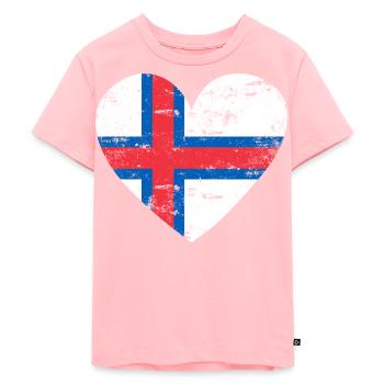 Färöer Inseln Flaggenherz - Kinder Premium Bio T-Shirt - Rosa - Vorne - AI Model Kid Female (0cm)
