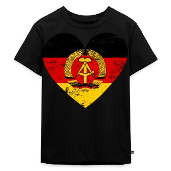 GDR Flag Heart - Kids Premium Organic T-Shirt - black - Front - Mikhail (115cm)