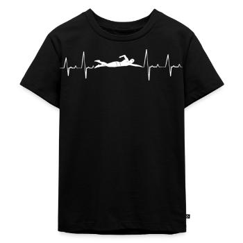 Schwimmer, Schwimmen, Schwimmen Herzschlag - Kinder Premium Bio T-Shirt - Schwarz - Vorne - Mikhail (115cm)