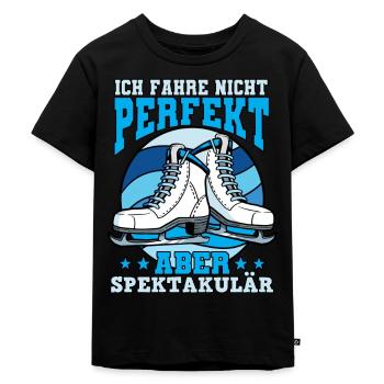 Eislaufen - Kinder Premium Bio T-Shirt - Schwarz - Vorne - Mikhail (115cm)