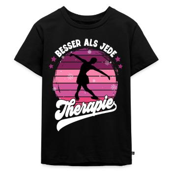 Eislaufen - Kinder Premium Bio T-Shirt - Schwarz - Vorne - Mikhail (115cm)
