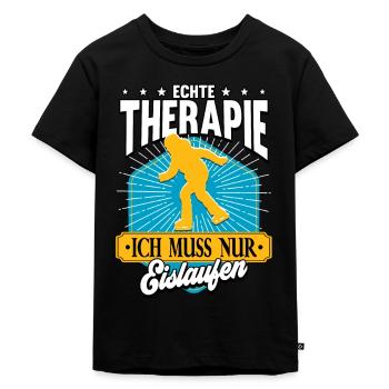 Eislaufen - Kinder Premium Bio T-Shirt - Schwarz - Vorne - Mikhail (115cm)
