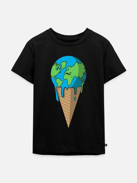 Planet Erde in Eiswaffel - Kinder Premium Bio T-Shirt - Schwarz