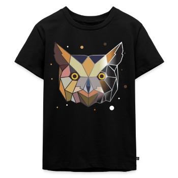 Eule Polygon Kunst Tier Geometrie - Kinder Premium Bio T-Shirt - Schwarz - Vorne - Mikhail (115cm)