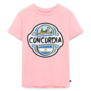 Concordia Argentina Flag Travel Souvenir Badge Sta - Kids Premium Organic T-Shirt - rose - Front - AI Model Kid Female (0cm)