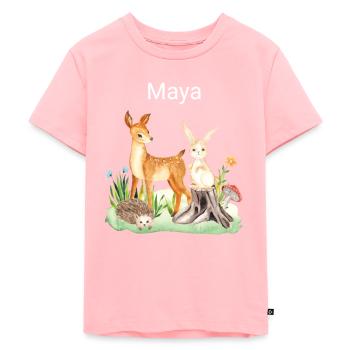 Animal deer rabbit hedgehog Maya - Kinder Premium Bio T-Shirt - Rosa - Vorne - AI Model Kid Female (0cm)