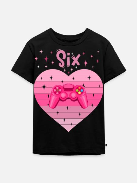 Mädchen Tochter 6. Geburstag Gaming Controller - Kinder Premium Bio T-Shirt - Schwarz