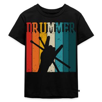 Drummer Percussionist & Drummer - Kids Premium Organic T-Shirt - black - Front - Mikhail (115cm)