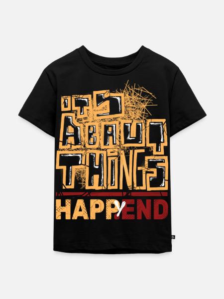 Stilvolles Graffiti und Happy - Kinder Premium Bio T-Shirt - Schwarz