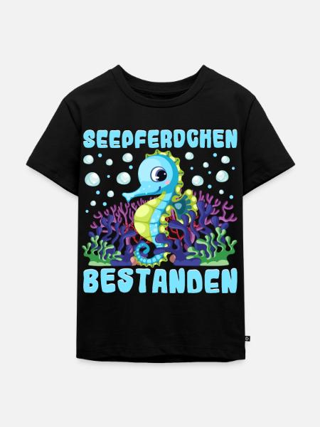 Seepferdchen bestanden - Kinder Premium Bio T-Shirt - Schwarz