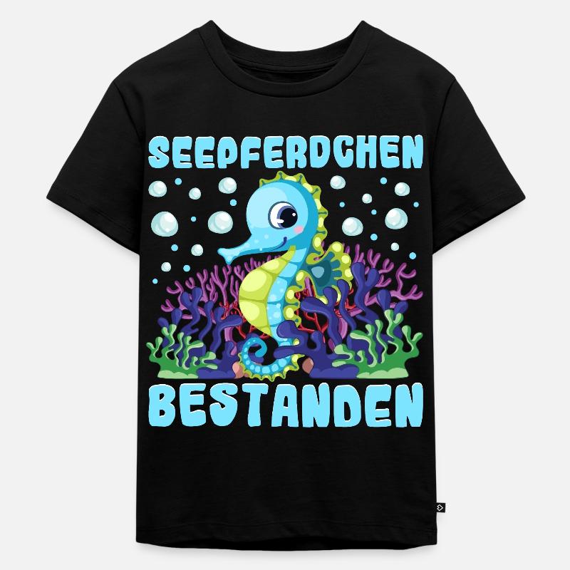 Seepferdchen bestanden - Kinder Premium Bio T-Shirt - Schwarz