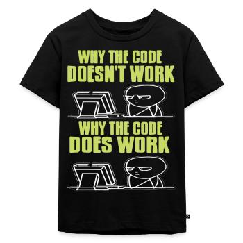 Funny Data Admin The Code Doesn't Work & Does Work - Kids Premium Organic T-Shirt - black - Front - Mikhail (115cm)