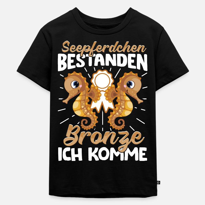 Seepferdchen bestanden - Kinder Premium Bio T-Shirt - Schwarz
