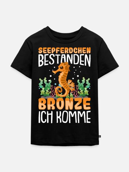 Seepferdchen bestanden - Kinder Premium Bio T-Shirt - Schwarz