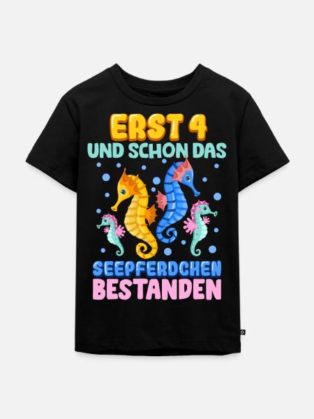 Seepferdchen bestanden - Kinder Premium Bio T-Shirt - Schwarz