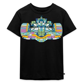 Rennauto Bunt - Kinder Premium Bio T-Shirt - Schwarz - Vorne - Mikhail (115cm)