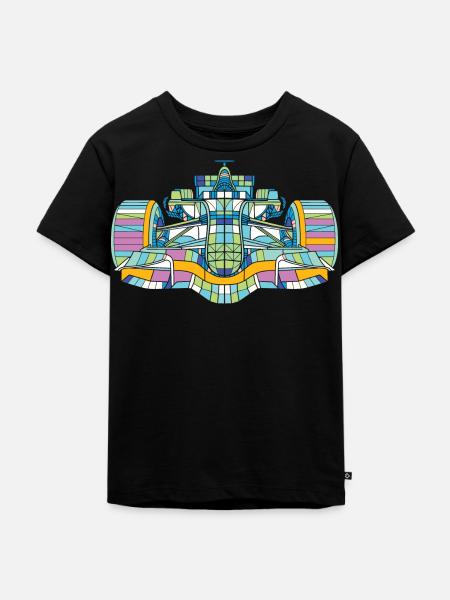 Rennauto Bunt - Kinder Premium Bio T-Shirt - Schwarz