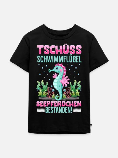 Seepferdchen bestanden - Kinder Premium Bio T-Shirt - Schwarz