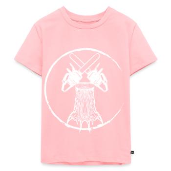 Tronçonneuse Axe Forester Bûcheron Scie Chaîne - T-shirt Premium bio Enfant - rose - Devant - AI Model Kid Female (0cm)