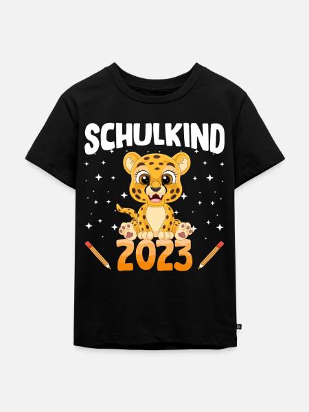 Leopard Schulkind 2023 - Kinder Premium Bio T-Shirt - Schwarz