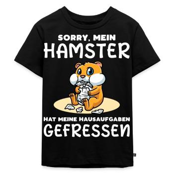 Mein Hamster Hat Meine Hausaufgaben Gefressen - Kinder Premium Bio T-Shirt - Schwarz - Vorne - Mikhail (115cm)