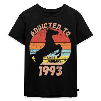 Anniversaire Équitation Janvier 1993 - T-shirt Premium bio Enfant - noir - Devant - Mikhail (115cm)