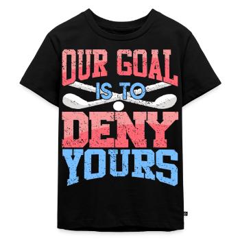 Our Goal Is To Deny Yours Funny Retro Lacrosse - Kinder Premium Bio T-Shirt - Schwarz - Vorne - Mikhail (115cm)