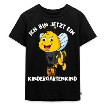 Kindergartenkind Biene Kindergarten Start Geschenk - Kinder Premium Bio T-Shirt - Schwarz - Vorne - Mikhail (115cm)