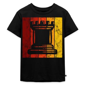 Retro Schach Schachspieler Schachmatt Schachfigur - Kinder Premium Bio T-Shirt - Schwarz - Vorne - Mikhail (115cm)