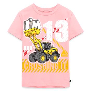 I'm 13 & Crushing It 13th Birthday Boys Excavator - Kids Premium Organic T-Shirt - rose - Front - AI Model Kid Female (0cm)