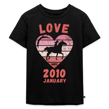 Love Pferde Reiten Geburtstag Januar 2010 - Kinder Premium Bio T-Shirt - Schwarz - Vorne - Mikhail (115cm)