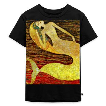 Mermaid Portrait Gustav Klimt Style - Kids Premium Organic T-Shirt - black - Front - Mikhail (115cm)