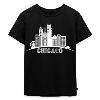 Chicago Stadt - Kinder Premium Bio T-Shirt - Schwarz - Vorne - Mikhail (115cm)