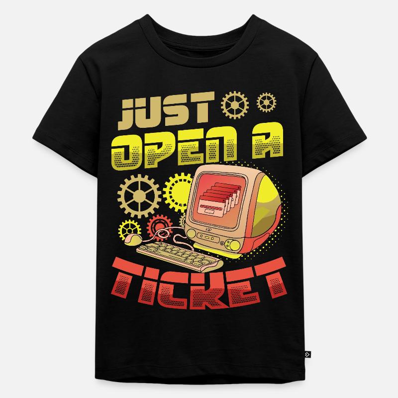 Einfach Ein Ticket Öffnen Help Desk Tech Support - Kinder Premium Bio T-Shirt - Schwarz