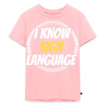 Ich Kann Gebärdensprache Gestik Awareness Gebärden - Kinder Premium Bio T-Shirt - Rosa - Vorne - AI Model Kid Female (0cm)