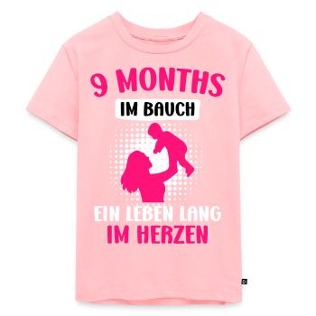 9 Monate im Bauch - ein Leben lang im Herzen - Kinder Premium Bio T-Shirt - Rosa - Vorne - AI Model Kid Female (0cm)