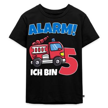 Geburtstagsshirt 5 Jahre Feuerwehr Geschenke - Kinder Premium Bio T-Shirt - Schwarz - Vorne - Mikhail (115cm)