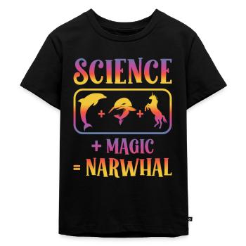 Science Magie Narval Licorne Licorne Animal Lovers - T-shirt Premium bio Enfant - noir - Devant - Mikhail (115cm)