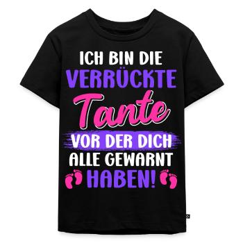 Die verrückte Tante vor der dich alle warnen Tante - Kinder Premium Bio T-Shirt - Schwarz - Vorne - Mikhail (115cm)
