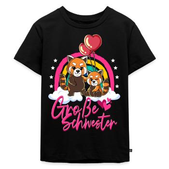 Große Schwester Roter Panda - Kinder Premium Bio T-Shirt - Schwarz - Vorne - Mikhail (115cm)