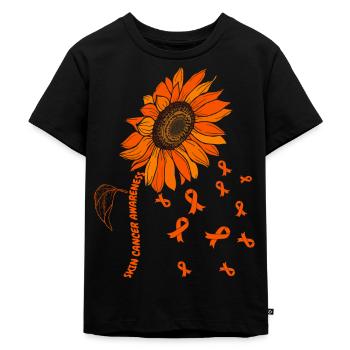 Skin Cancer Awareness Sonnenblume - Kinder Premium Bio T-Shirt - Schwarz - Vorne - Mikhail (115cm)