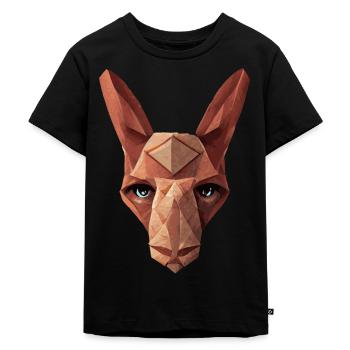Känguroo -Kopf Low Polygon Geometrisches Tier - Kinder Premium Bio T-Shirt - Schwarz - Vorne - Mikhail (115cm)