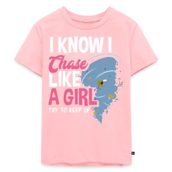 Girl Storm Chaser Tornado Hunter - T-shirt Premium bio Enfant - rose - Devant - AI Model Kid Female (0cm)