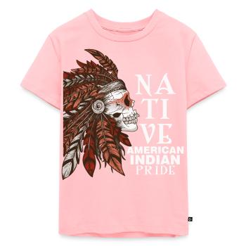 Indianer Schädel Indianer Stolz Indigenes Erbe - Kinder Premium Bio T-Shirt - Rosa - Vorne - AI Model Kid Female (0cm)