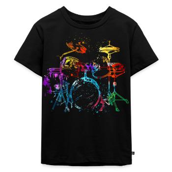 Schlagzeug, Schlagzeuger - Kinder Premium Bio T-Shirt - Schwarz - Vorne - Mikhail (115cm)