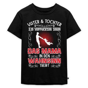 Vater und Tochter Partnerlook Papa Vatertag - Kinder Premium Bio T-Shirt - Schwarz - Vorne - Mikhail (115cm)
