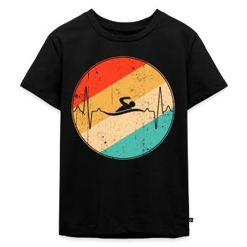Natation Rétro Heartbeat - T-shirt Premium bio Enfant - noir - Devant - Mikhail (115cm)