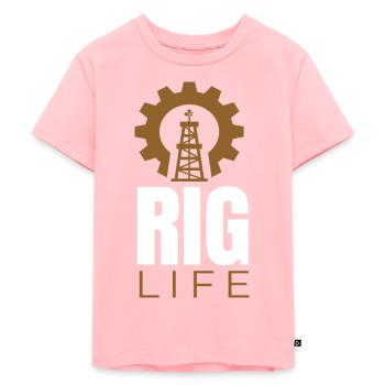 Rig Life Öl Bohren Bohrinsel - Kinder Premium Bio T-Shirt - Rosa - Vorne - AI Model Kid Female (0cm)
