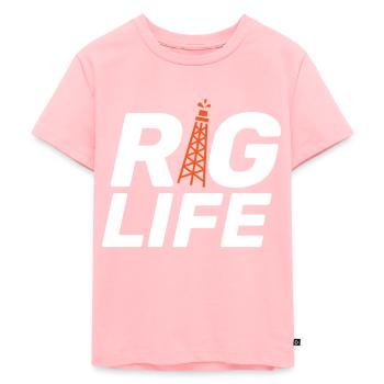 Rig Life Öl Bohren Bohrinsel - Kinder Premium Bio T-Shirt - Rosa - Vorne - AI Model Kid Female (0cm)