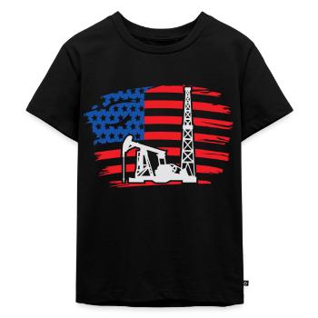 Bohrturm America Öl Bohren Bohrinsel - Kinder Premium Bio T-Shirt - Schwarz - Vorne - Mikhail (115cm)